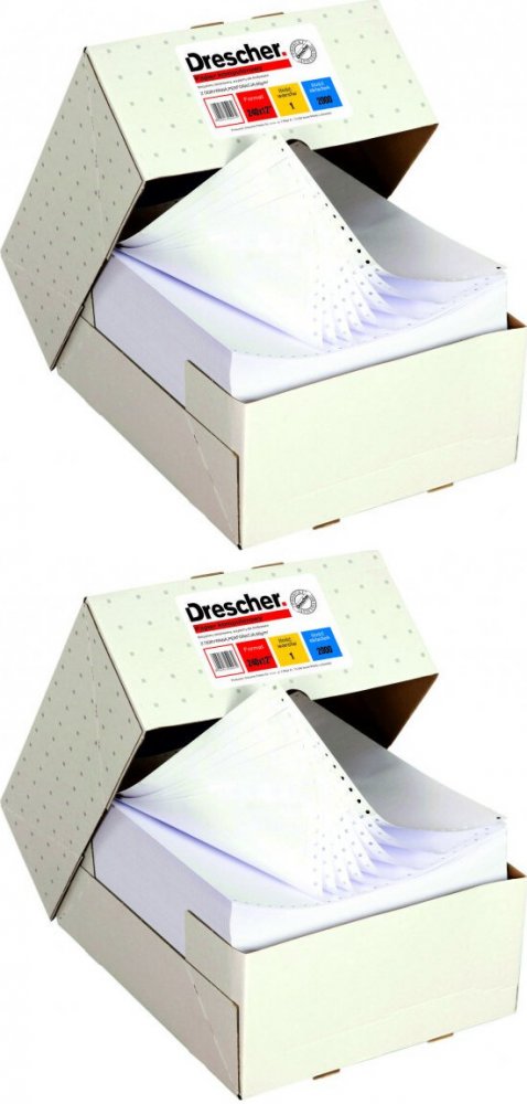 2x Papier samokopiujący do drukarki igłowej (składanka) Drescher Polska Sp. z o.o., 240mmx12", 1+3 z nadrukiem