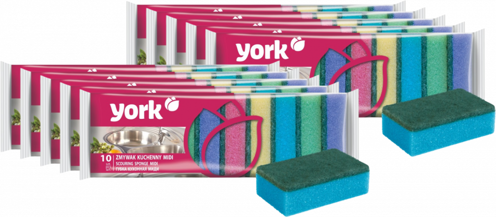 10x Zmywak kuchenny Midi York Prestige, 8x5x2.5cm, 10 sztuk, mix kolorów