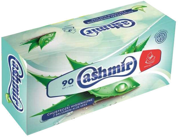 Chusteczki higieniczne Cashmir z balsamem Aloe Vera, w kartoniku, 90 sztuk