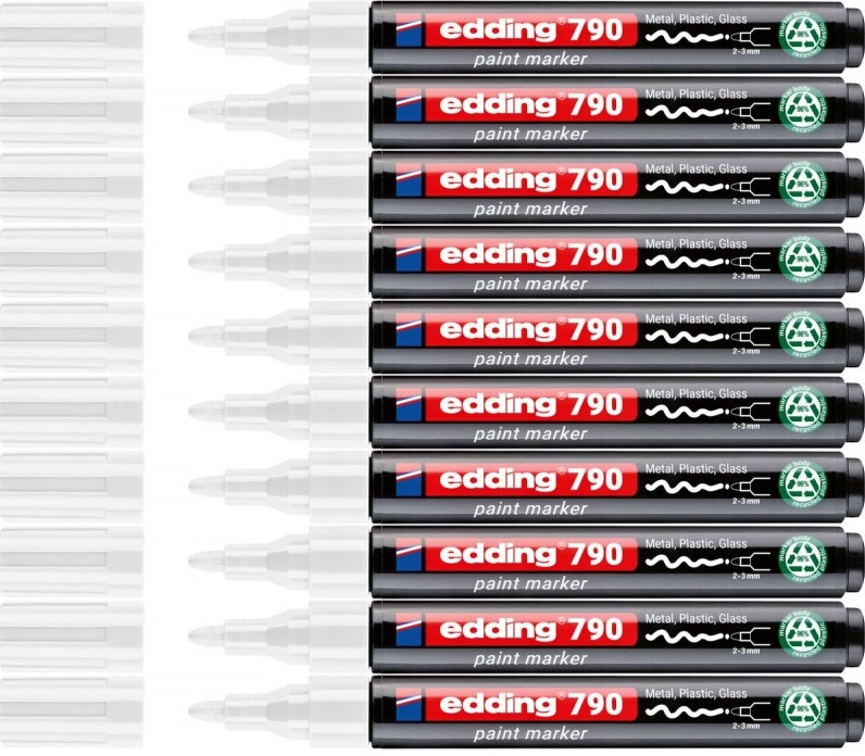 10x Marker olejowy edding e-790 PCR, okrągła, 2-3 mm, biały