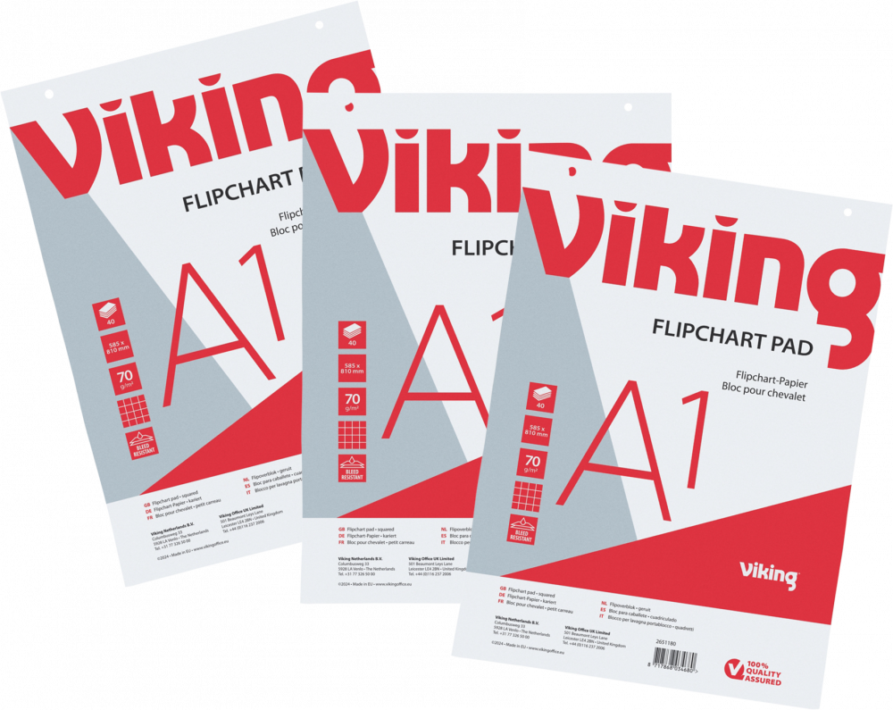 3x Blok do flipchartów Viking, A1, 59.4x84.1cm, w kratkę, 40 kart