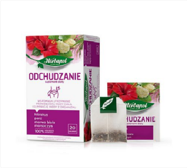Herbata funkcjonalna w torebkach Herbapol Odchudzanie, truskawkowo-malinowy, 20 sztuk x 2g