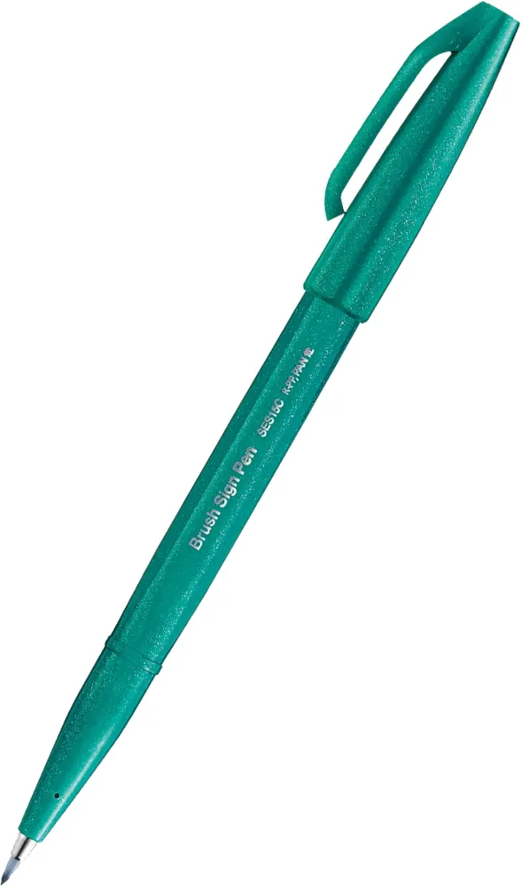 Pisak pędzelkowy do kaligrafii Pentel Brush Sign Pen SES15C, 2.07mm, turkusowy