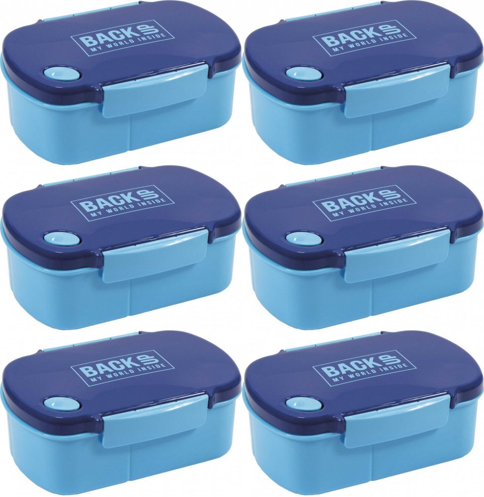 6x Lunchbox BackUP 5, bez BPA, 3 komory, 17x11x7cm, granatowo-niebieski
