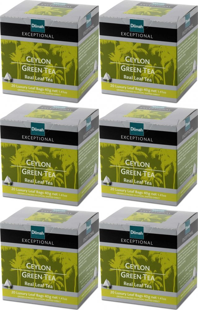 6x Herbata zielona w piramidkach Dilmah Exceptional Ceylon Green Tea, 20 sztuk x 2g