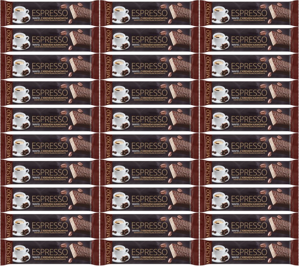 70x Wafel Mieszko Espresso, z kremem kawowym, 34g
