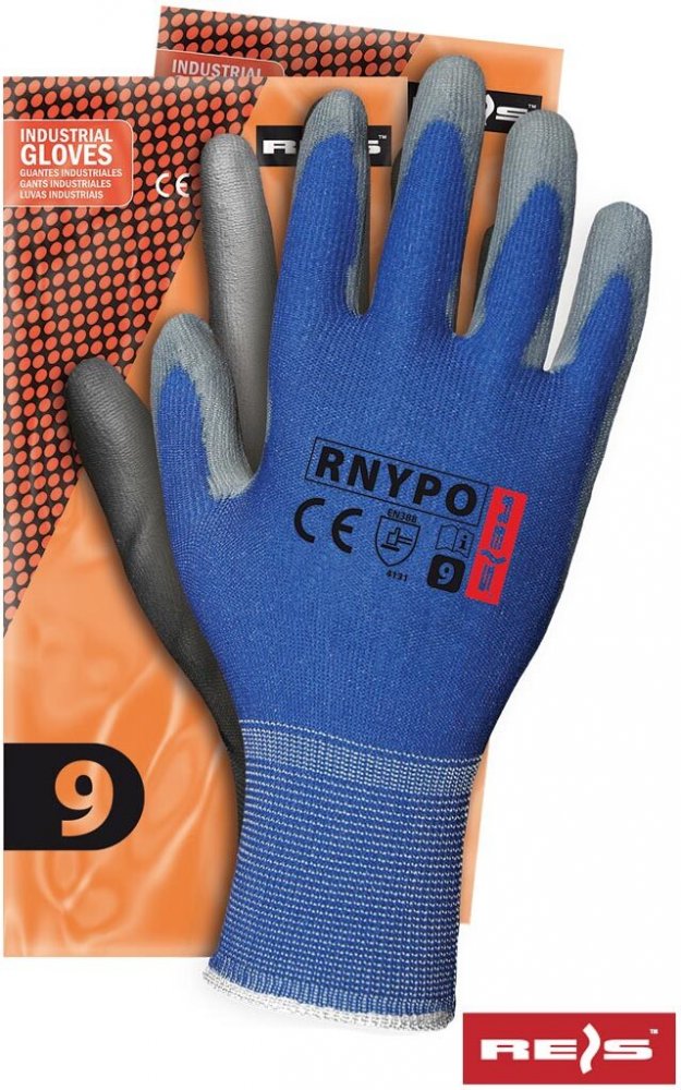 Rękawice robocze Reis Rnypo, powlekane, rozmiar 9, niebiesko-szary