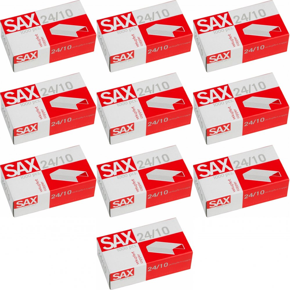 10x Zszywki miedziane Sax, 24/10, 1000 sztuk, miedziany