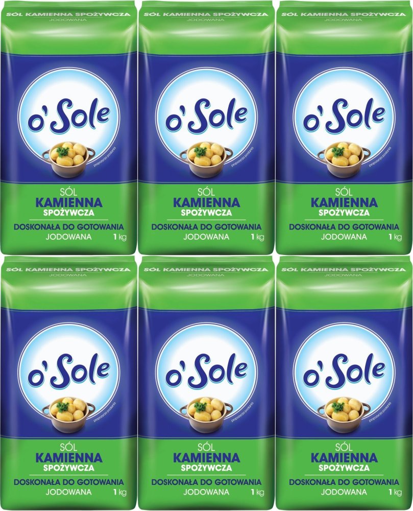 6x Sól kamienna jodowana o'Sole, 1kg