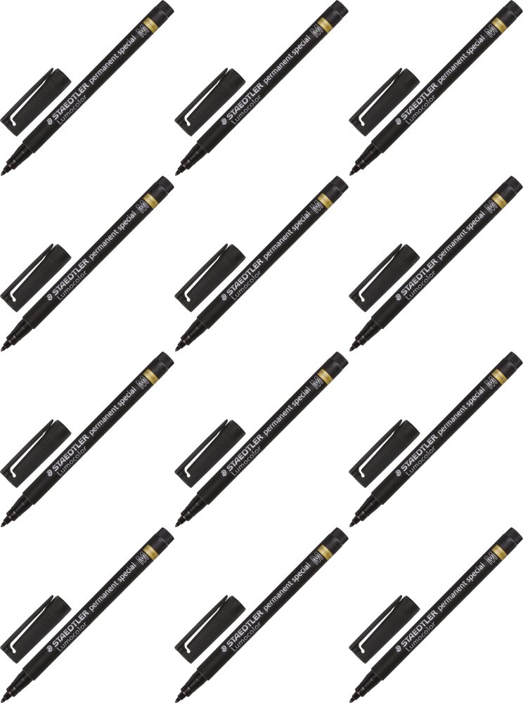 12x Foliopis Staedtler Lumocolor Permanent Special 1mm (M), okrągła, czarny