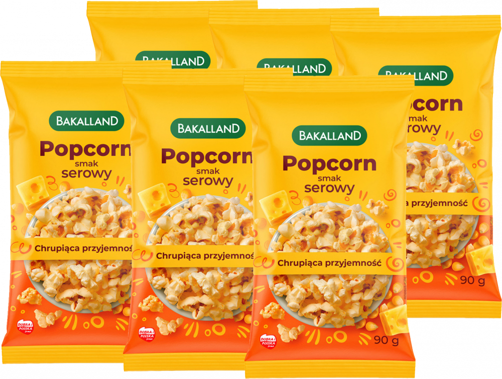6x Popcorn Bakalland, serowy, do mikrofalówki, 90g