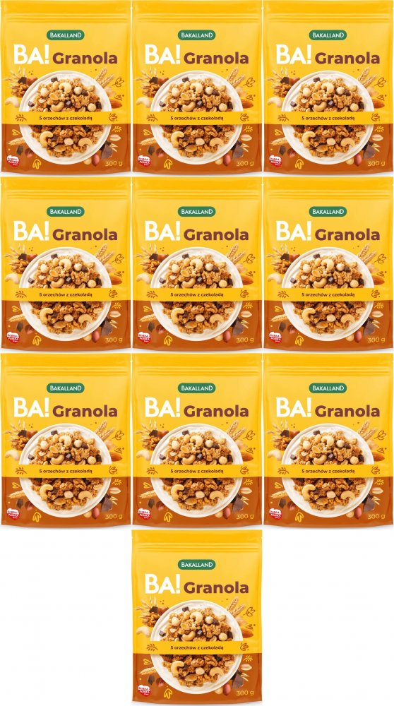 10x Granola Bakalland BA! 5 orzechów z czekoladą, 300g
