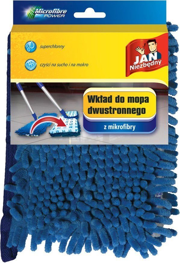 Mop dwustronny z mikrofibry Jan Niezbędny, 1 sztuka, granatowy, końcówka