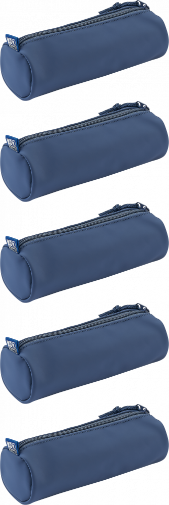 5x Piórnik tuba Oxford School, bez wyposażenia, 22x7.5cm, poliuretan, jeansowy