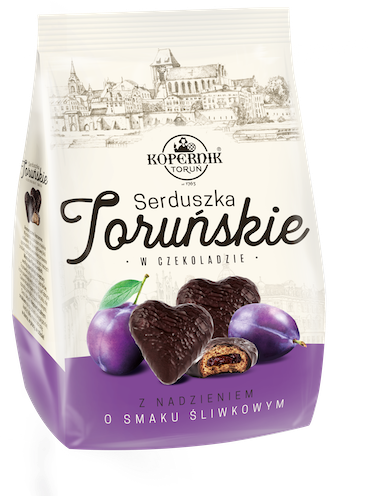 Pierniki Kopernik Serduszka nadziewane o smaku śliwkowym w czekoladzie, 150g