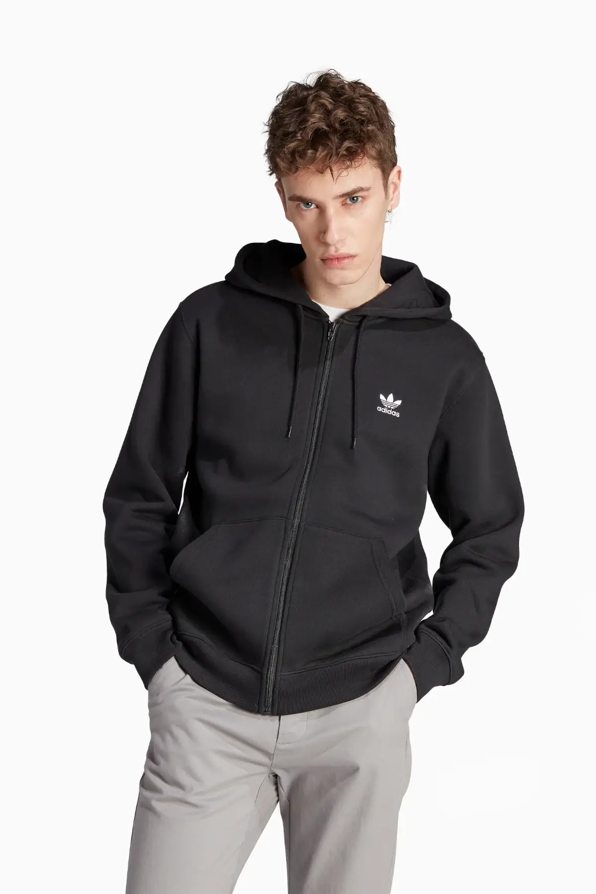 Bluza z kapturem adidas Trefoil Essentials Full-Zip - Czarny