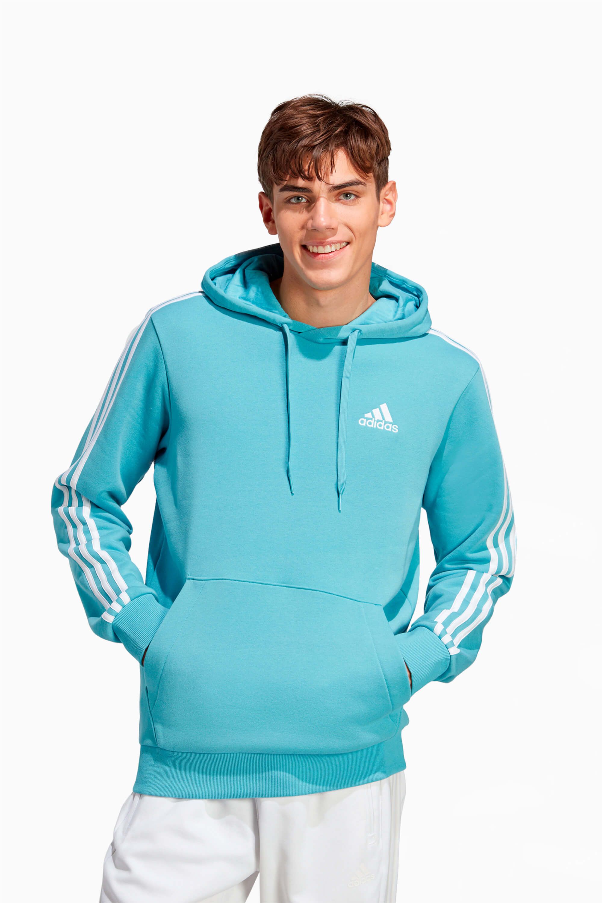 Bluza z kapturem adidas Essentials Fleece 3-S - Błękitny
