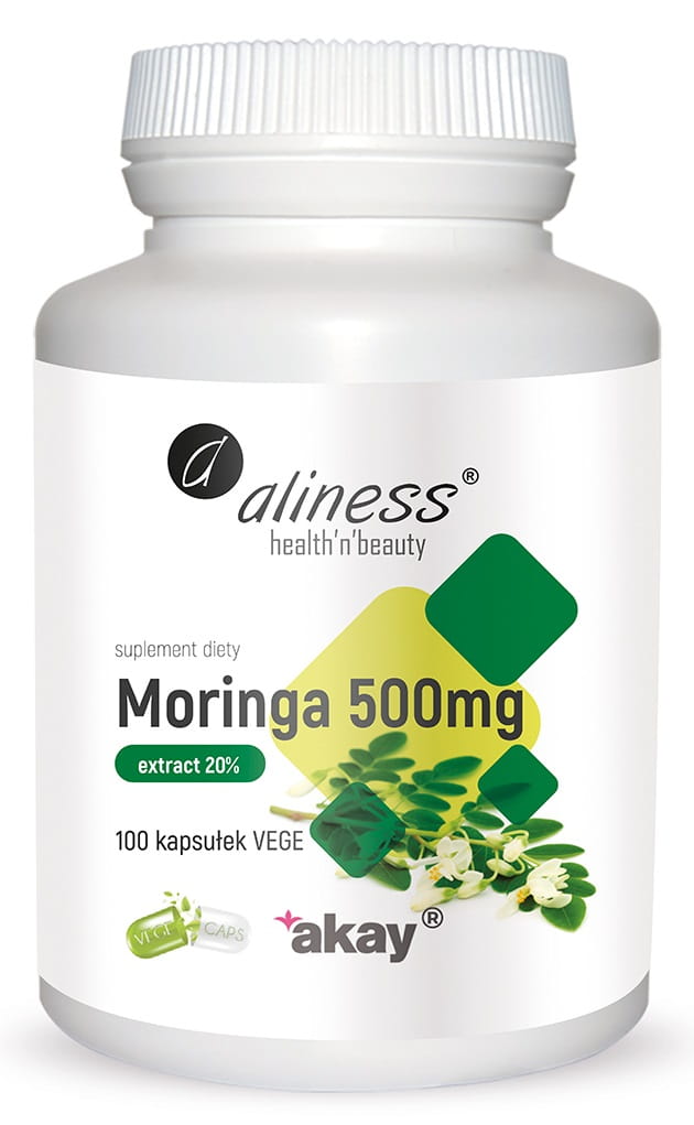 Moringa ekstrakt 20% 500mg 100kaps. Aliness
