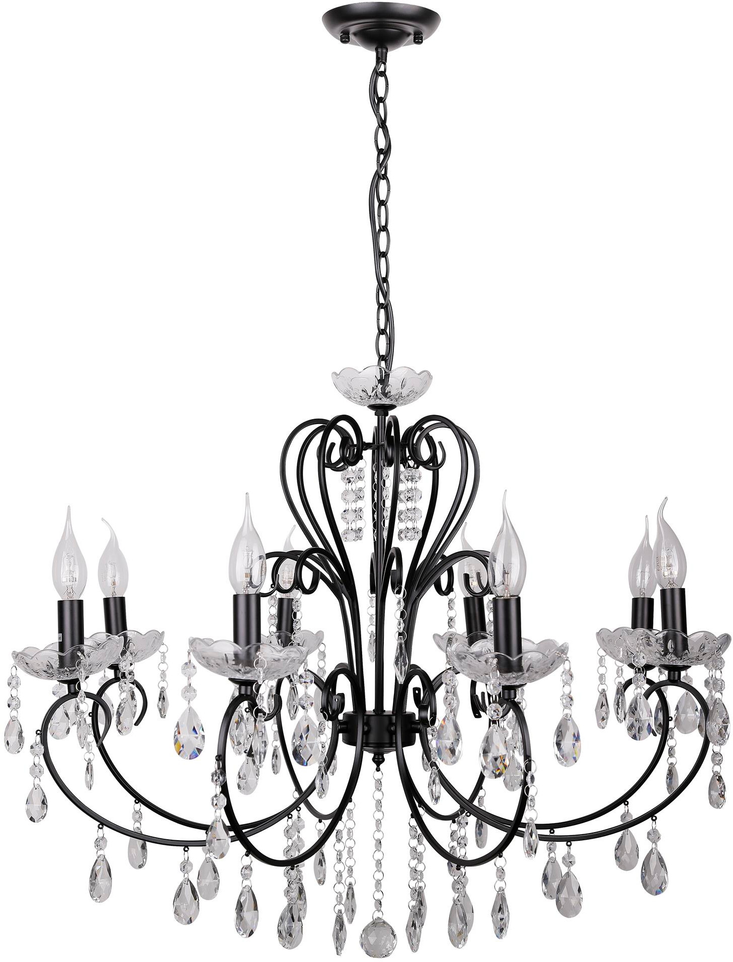 Candellux Aurora lampa wisząca 8x40W czarny 38-73747