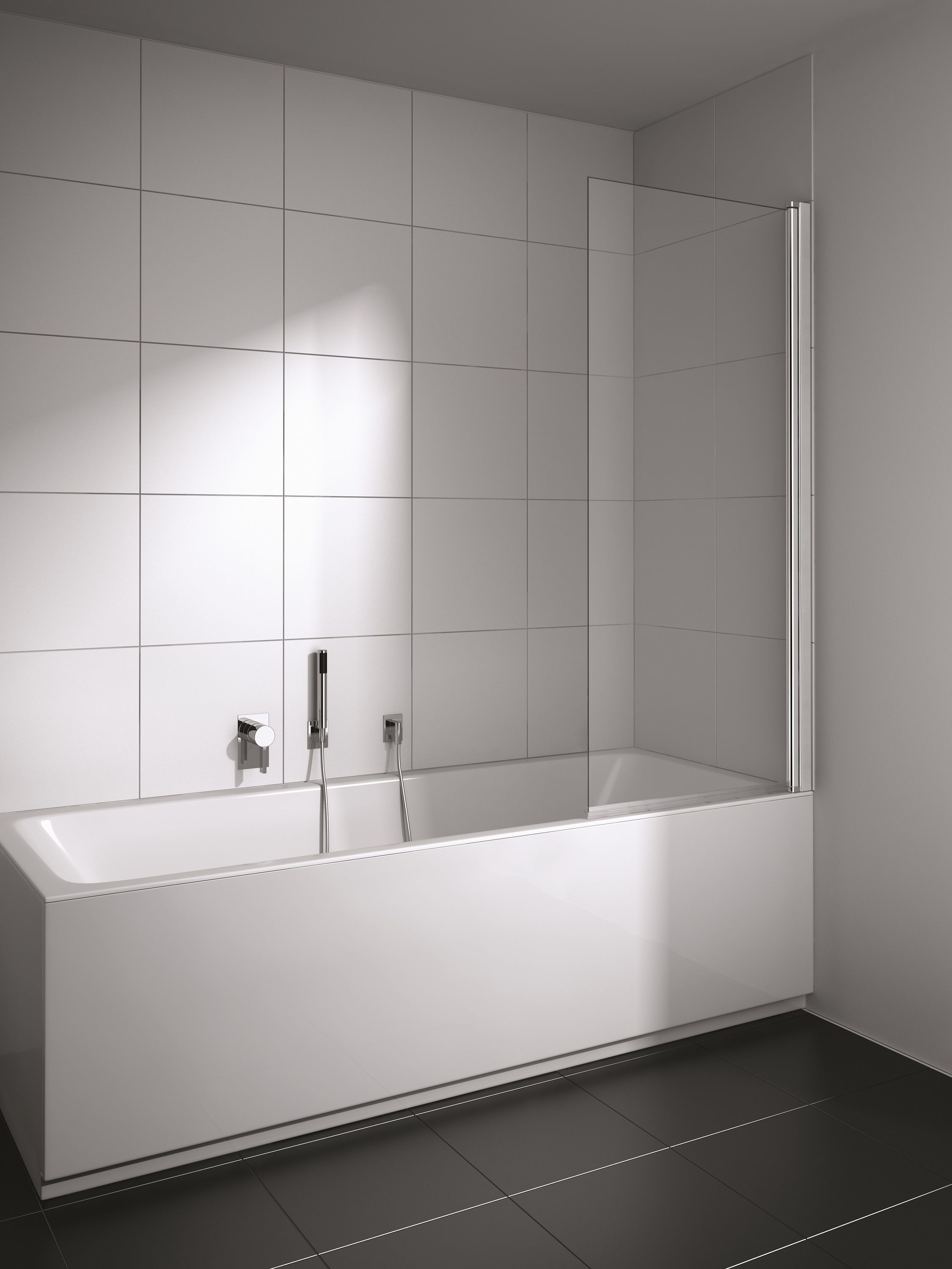 Kermi Cada XS parawan nawannowy 75 cm prawy srebrny wysoki połysk/szkło przezroczyste CKDFR07516VPK