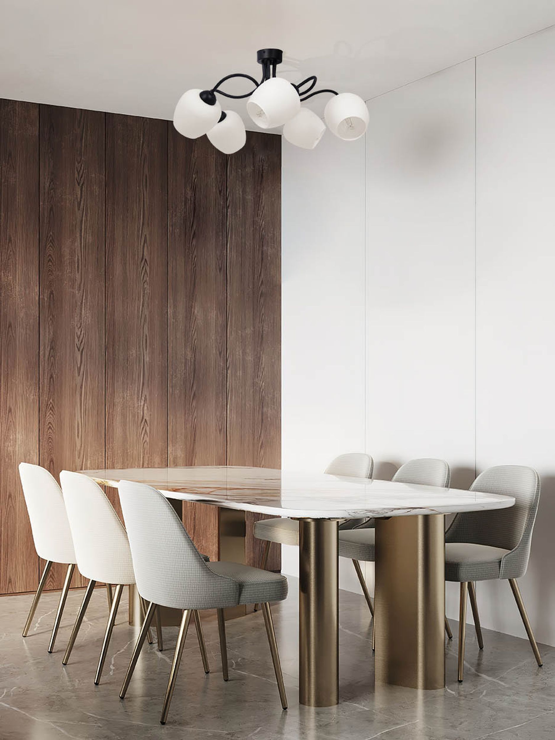 Kaja Bella lampa podsufitowa 5x60W czarny/biały K-5186