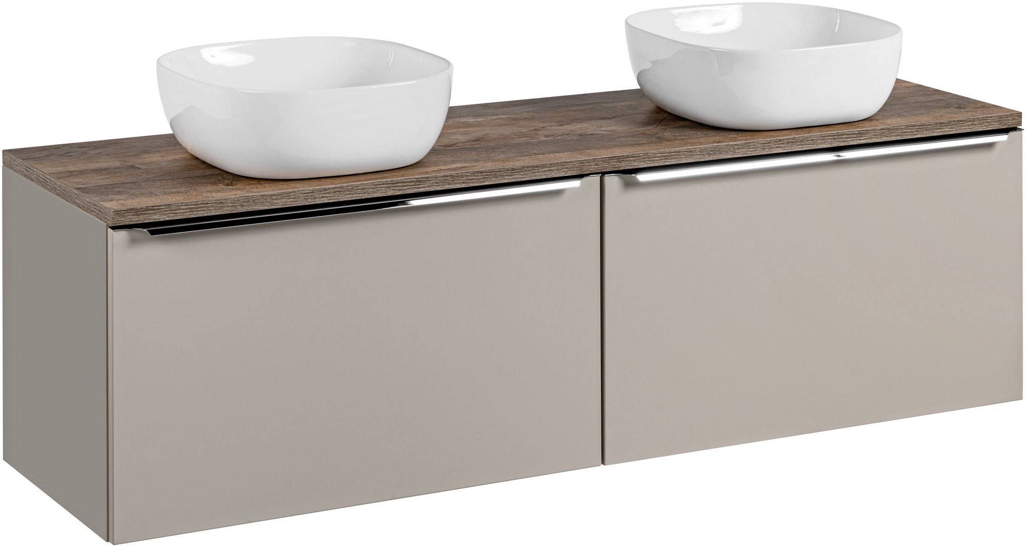 Zestaw Comad Santa Fe Taupe szafka 80x45,6x46 cm podumywalkowa wisząca z blatem i umywalką beżowa SET-SFT B 160CM UN 6252