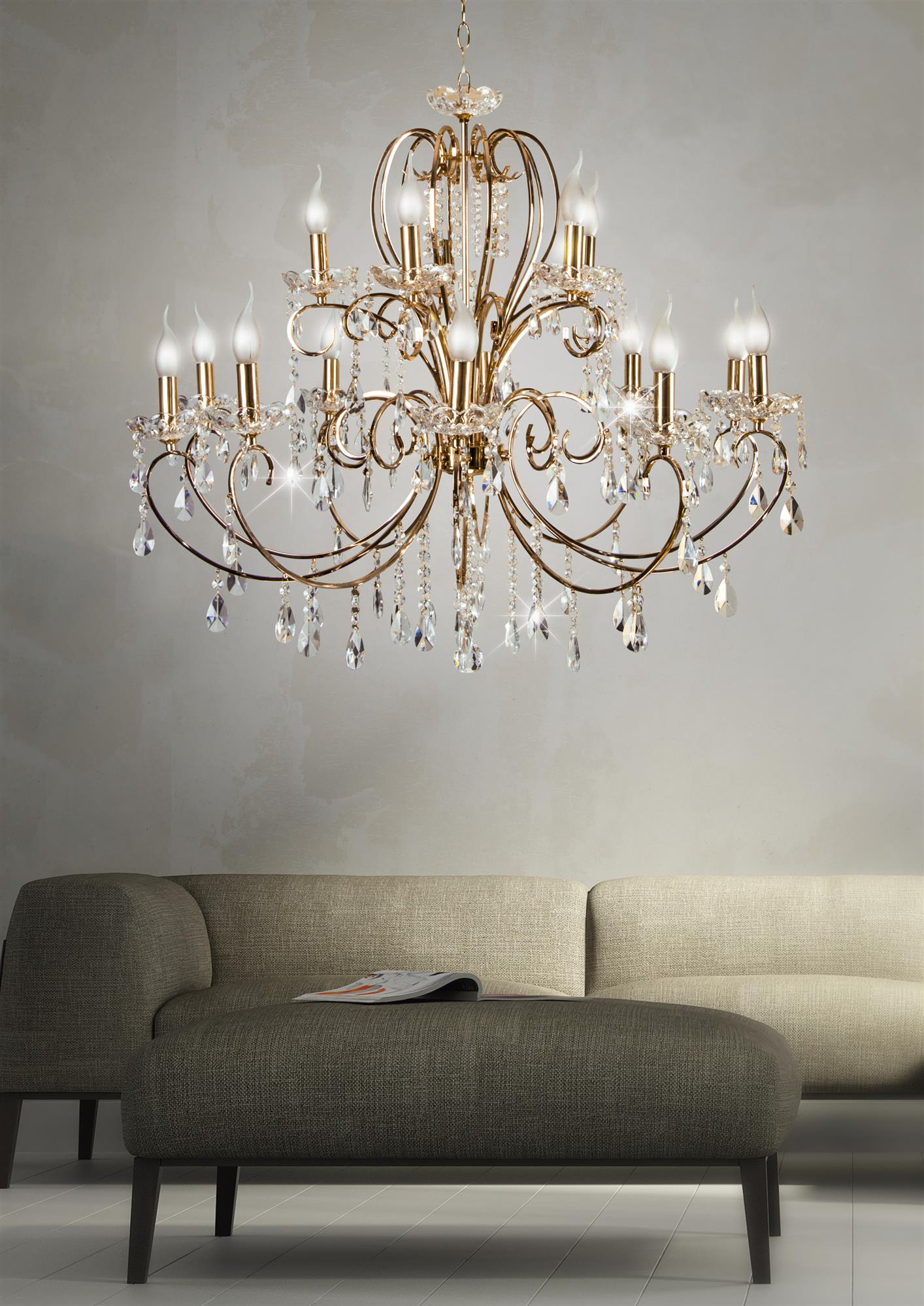 Candellux Aurora lampa wisząca 15x40W złoty 30-99801