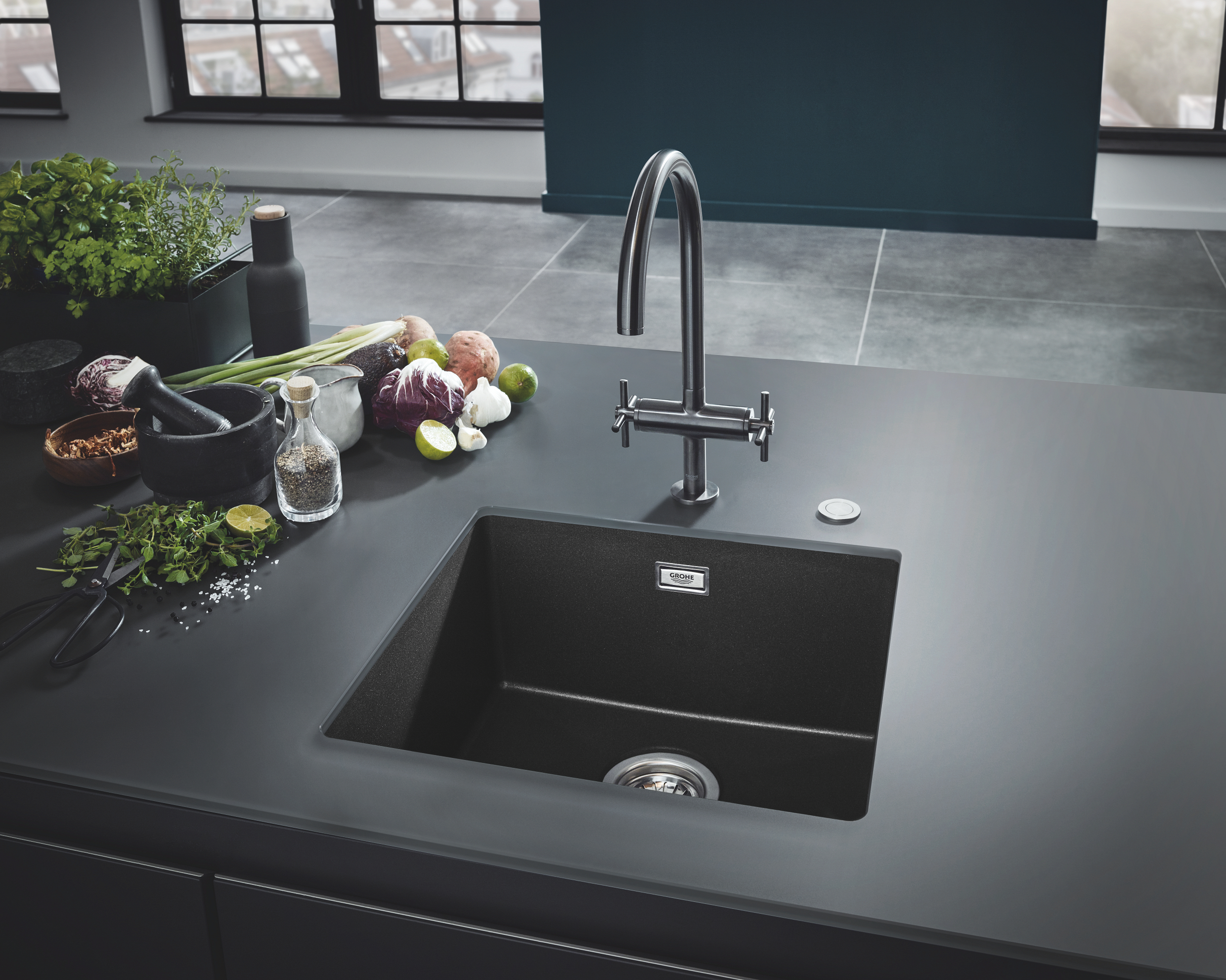 Grohe K700 zlewozmywak granitowy 45,7x40,6 cm czarny 31653AP0 - Wysyłka w 24h