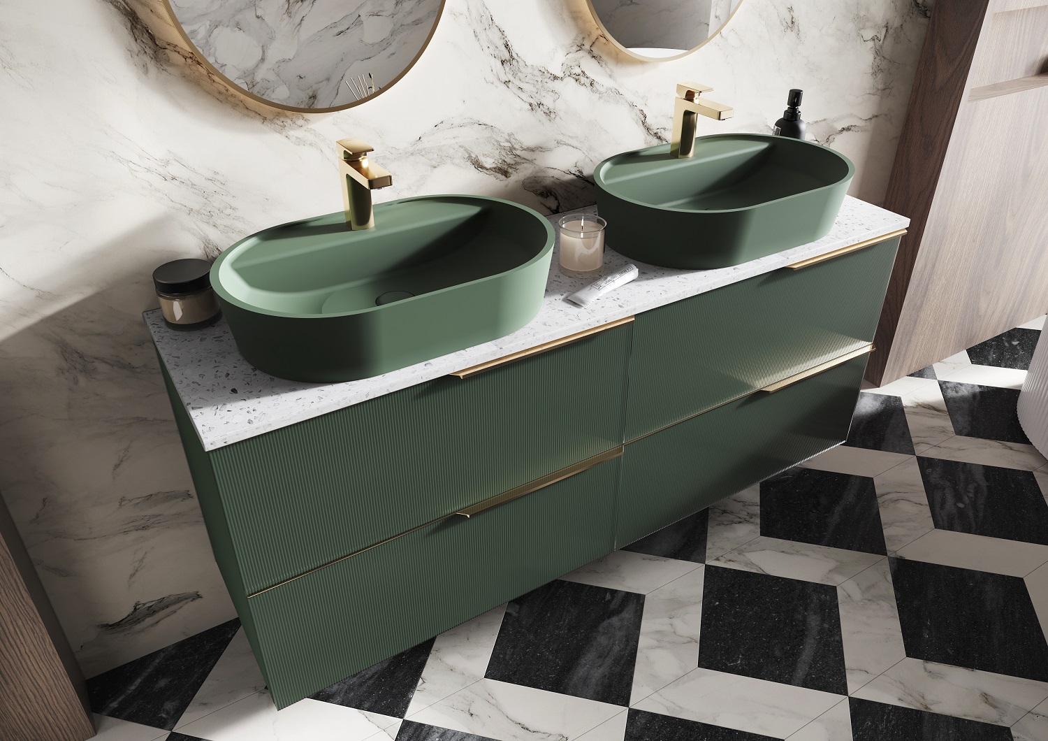 Elita Soho szafka 100x45,3x63,5 cm podumywalkowa wisząca forest green matt RE011004047010 - Wysyłka w 24h