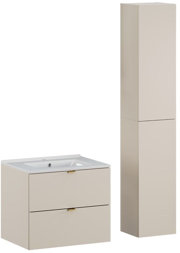 Zestaw Comad Dalia Cashmere szafka 60x46x50 cm podumywalkowa wisząca kaszmir z umywalką i szafką boczną SET-DC 60CM UM LAVA WH HC