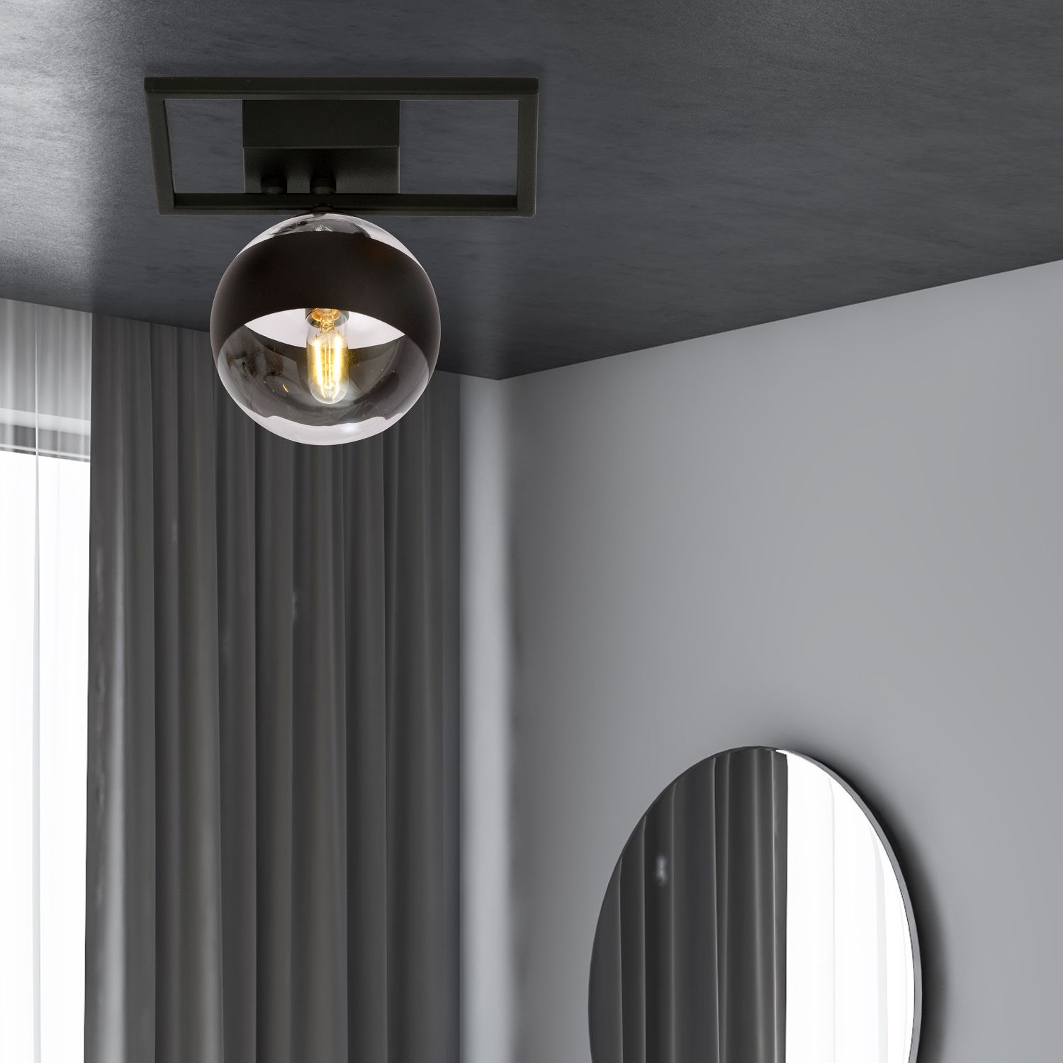 Emibig Imago Stripe lampa podsufitowa 1x10 W czarna-przezroczysta 1132/1E
