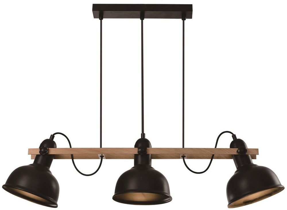 Candellux Reno lampa wisząca 3x40W czarno/drewniana 33-79060
