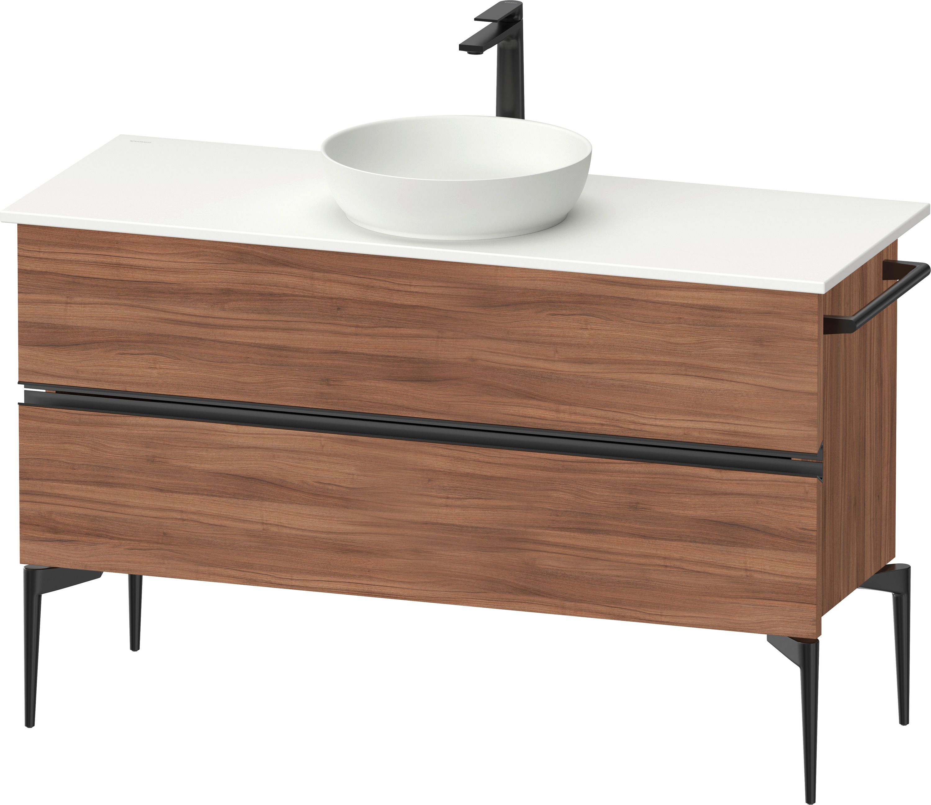 Duravit Sivida szafka 124,5x47,5x54,8 cm podumywalkowa wisząca czarna-orzech SV46600BD790000