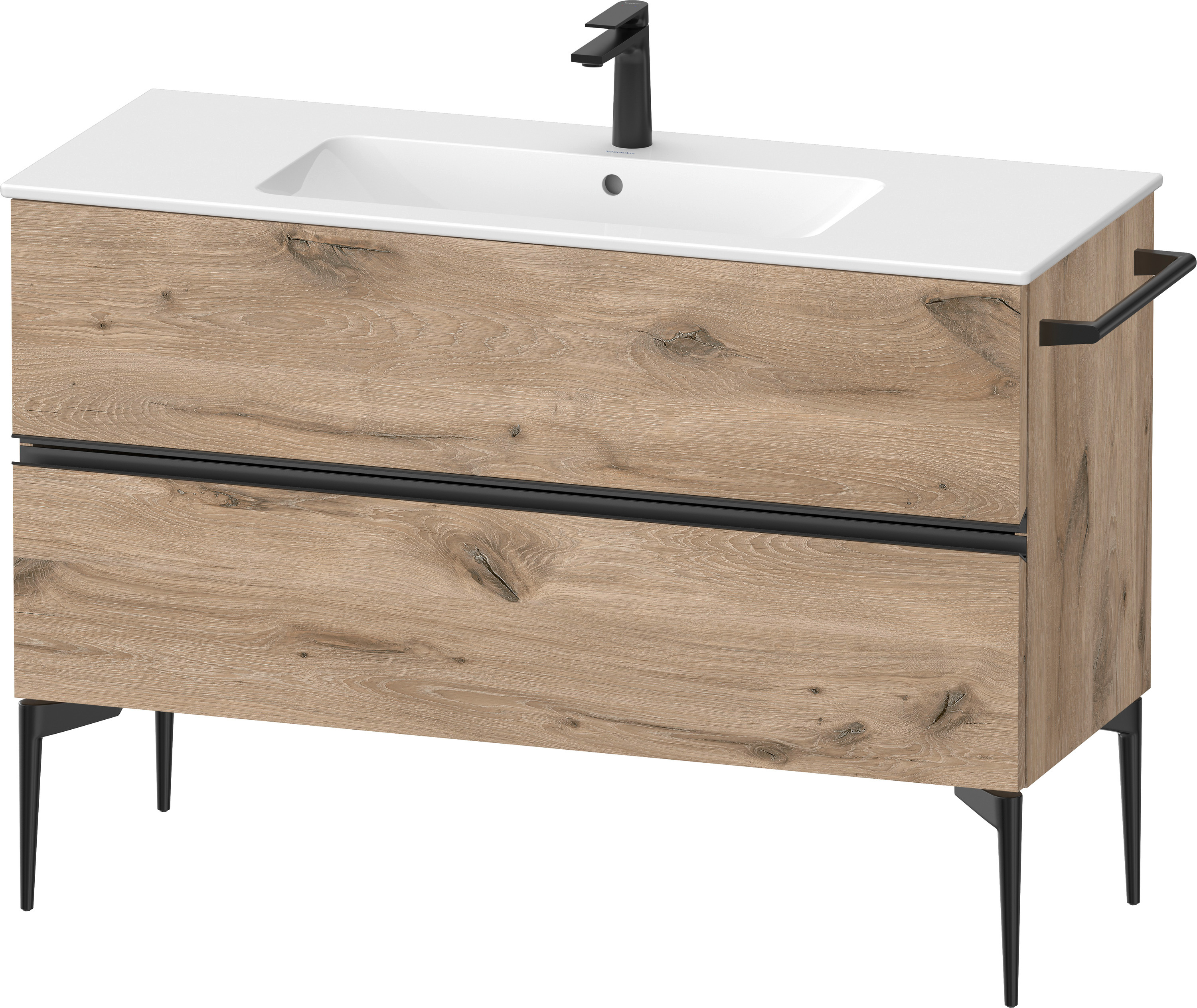 Duravit Sivida szafka 121x47,7x59,1 cm podumywalkowa wisząca czarna-dąb SV46460BD550000