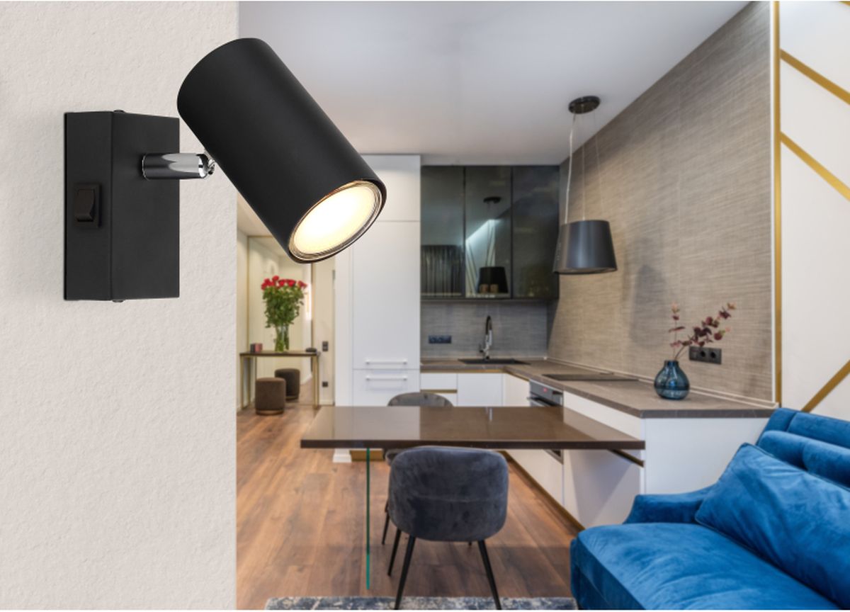 Globo Lighting Robby kinkiet 1x25W czarny mat/chrom 57911-1B - Wysyłka w 24h