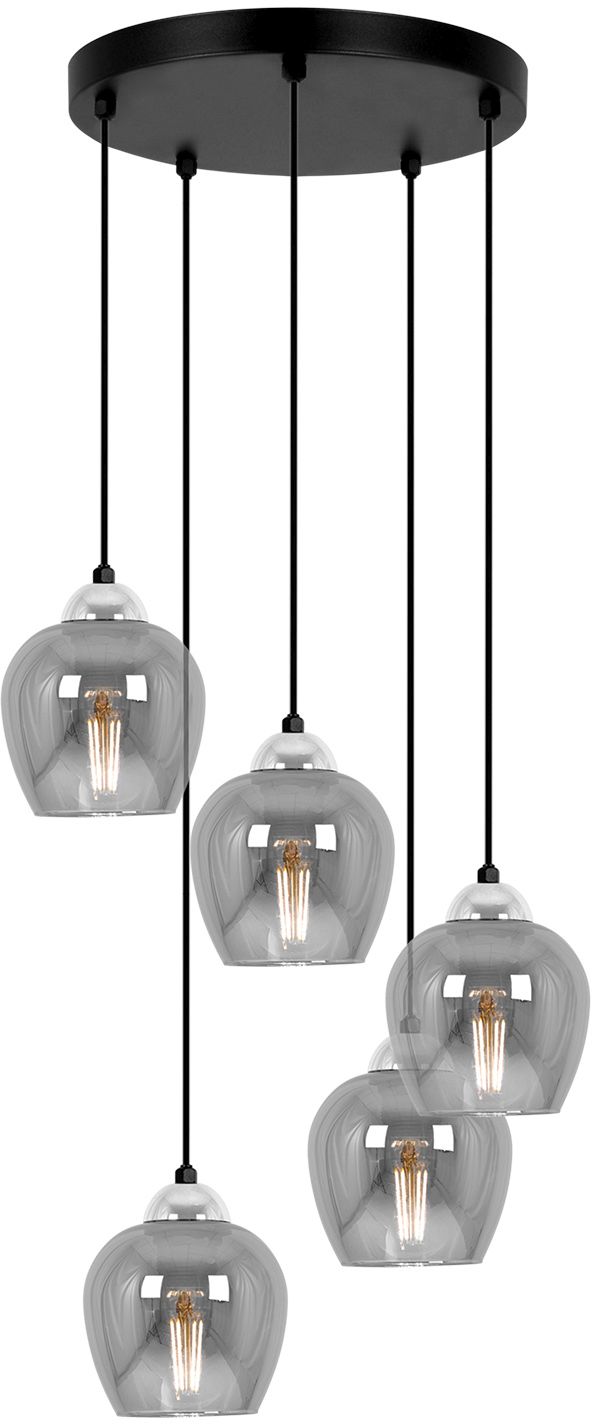 Kaja Nira lampa wisząca 5x15 W czarna-chrom K-5612
