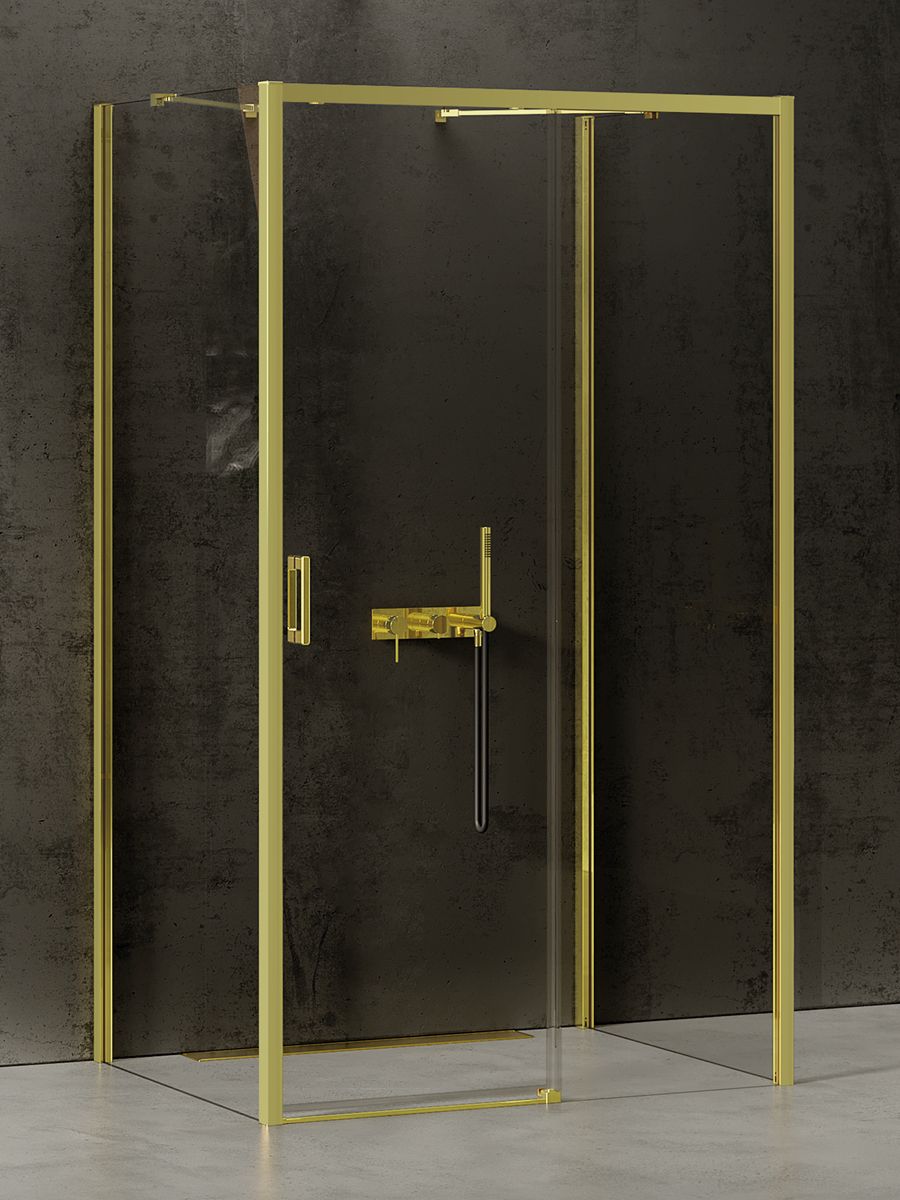 New Trendy Prime Light Gold kabina prysznicowa 100x80 cm prostokątna przyścienna prawa złoty/szkło przezroczyste K-1129