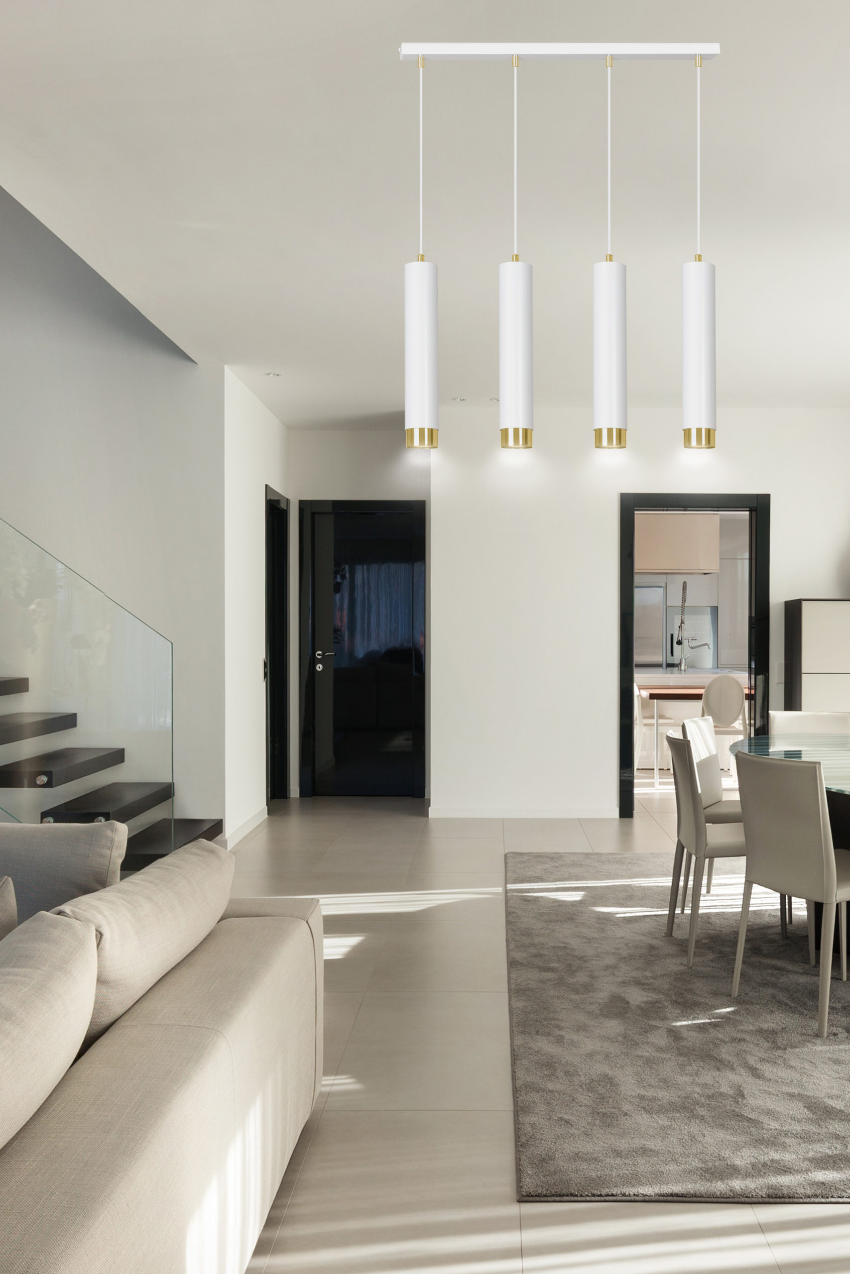Emibig Kibo lampa wisząca 4x8 W biała-złota 642/4