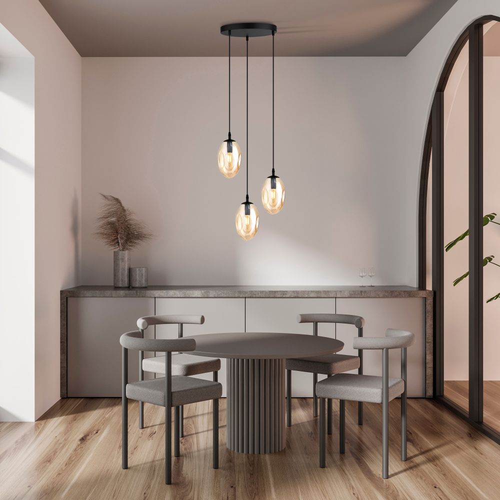 Emibig Astral lampa wisząca 3x10 W czarny/szkło miodowe 1267/3PREM