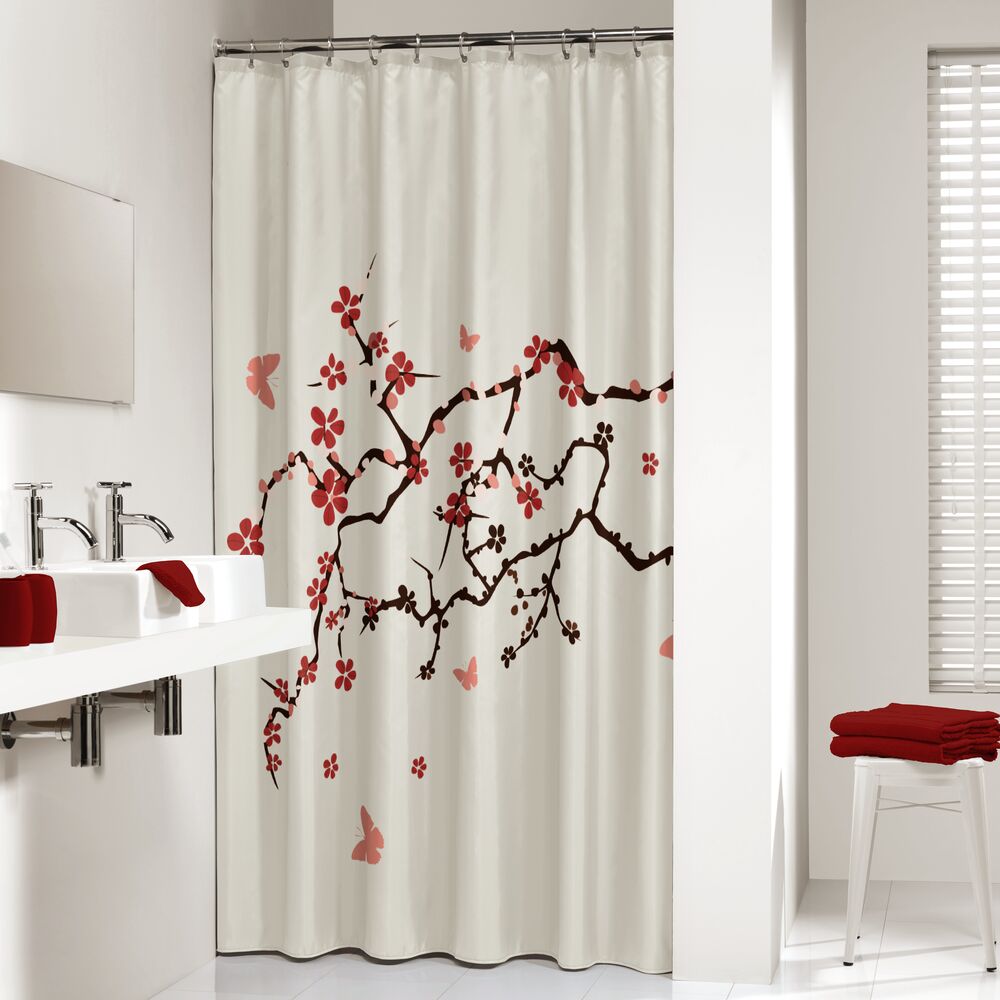 Sealskin Blossom zasłona prysznicowa 180x200 cm poliester biały/czerwony 233451359 - Wysyłka w 24h
