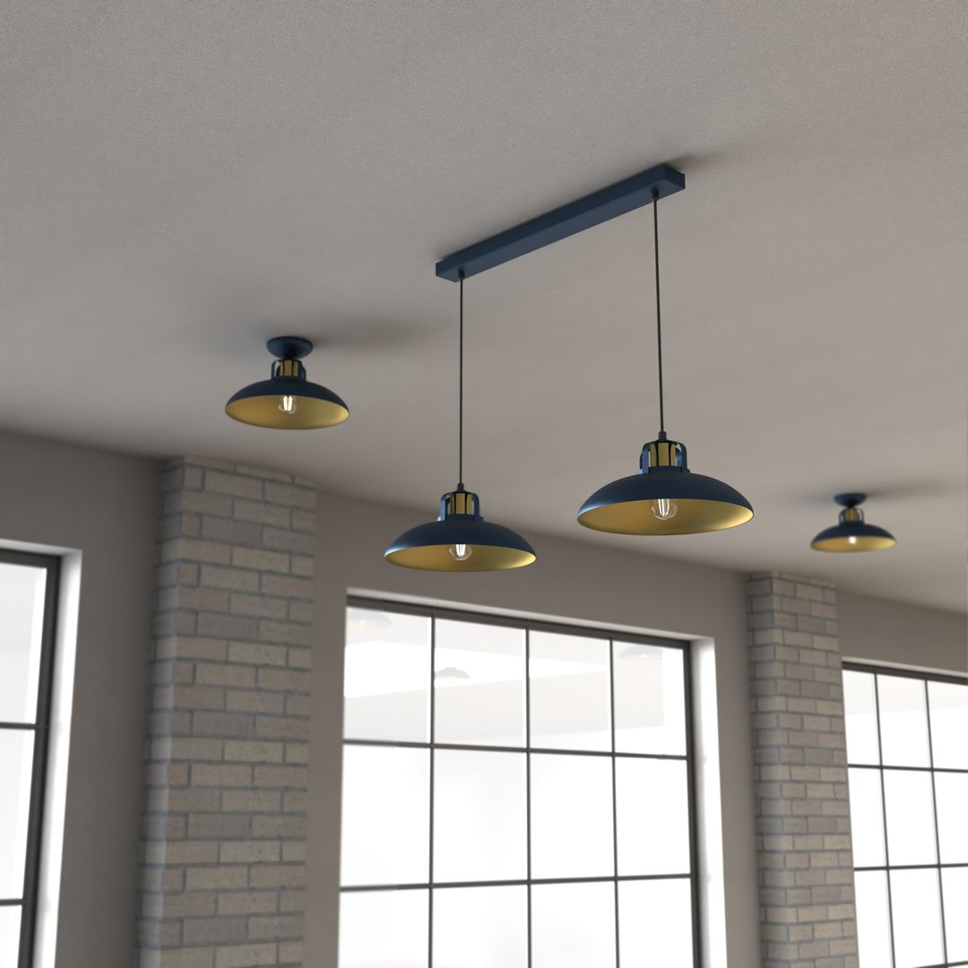 Milagro Felix lampa wisząca 2x60W granatowy/złoty mat MLP7715