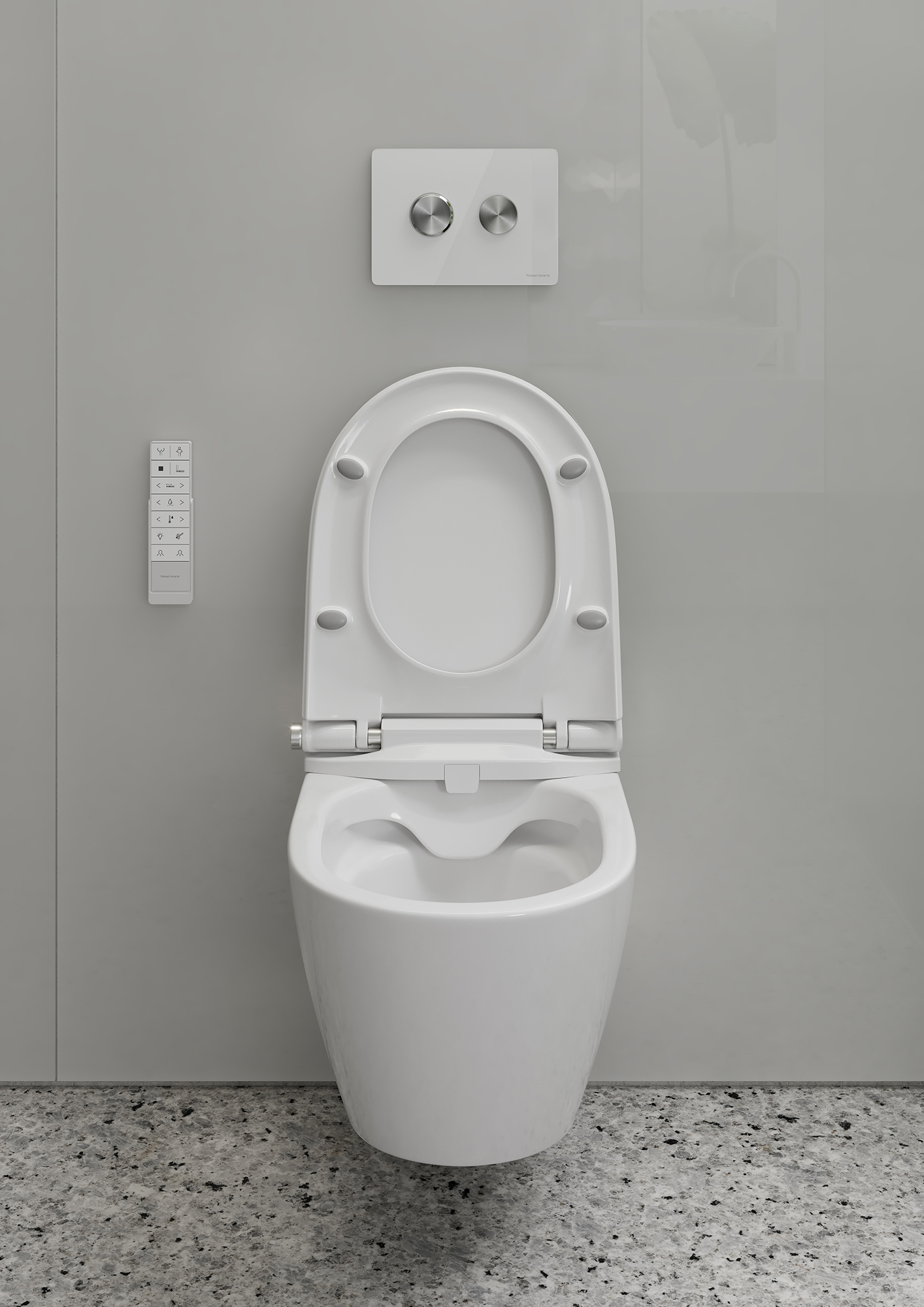 Meissen Keramik Dekora Circle przycisk spłukujący szkło białe/stal K97-443
