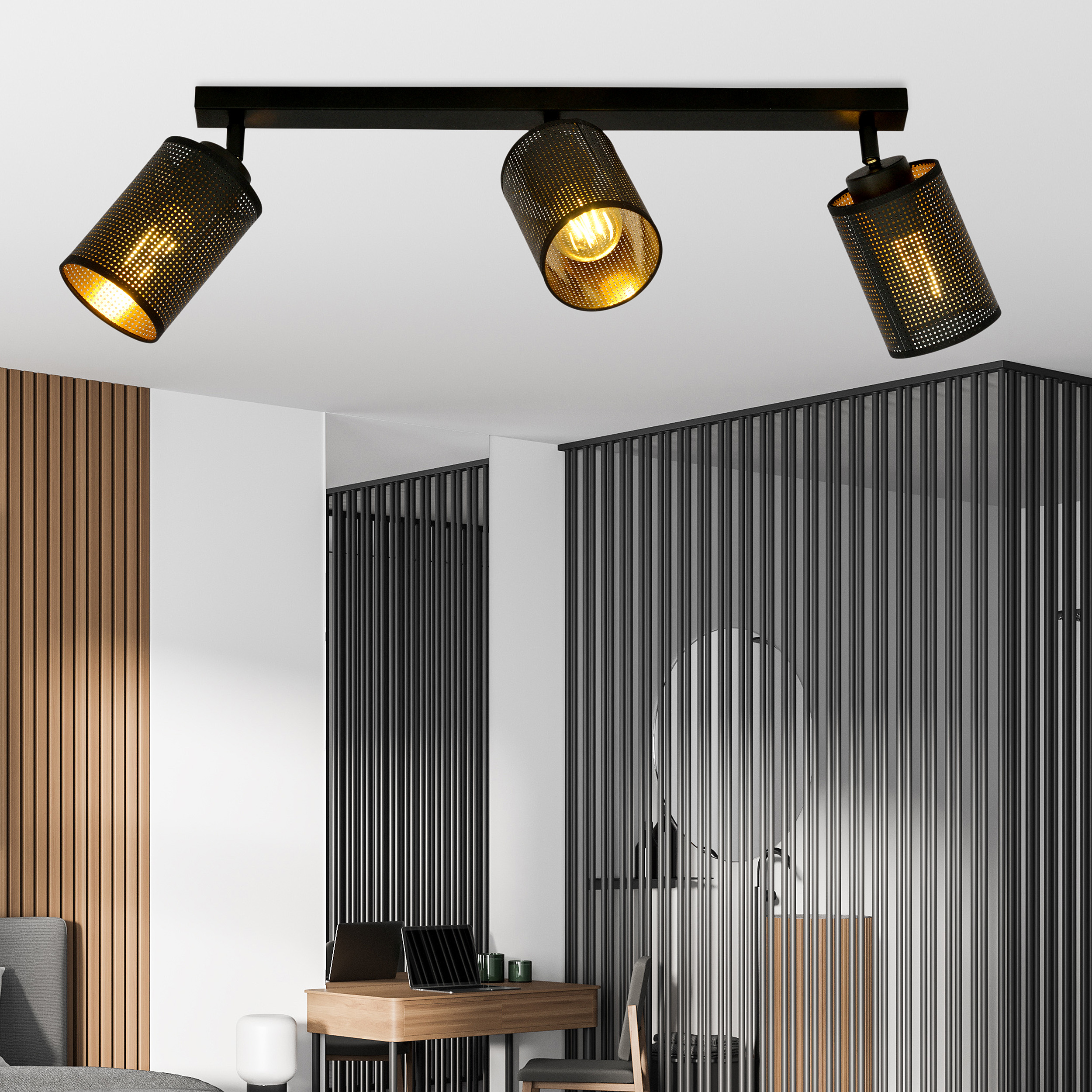 Emibig Bronx lampa podsufitowa 3x15 W czarna-złota 1152/3