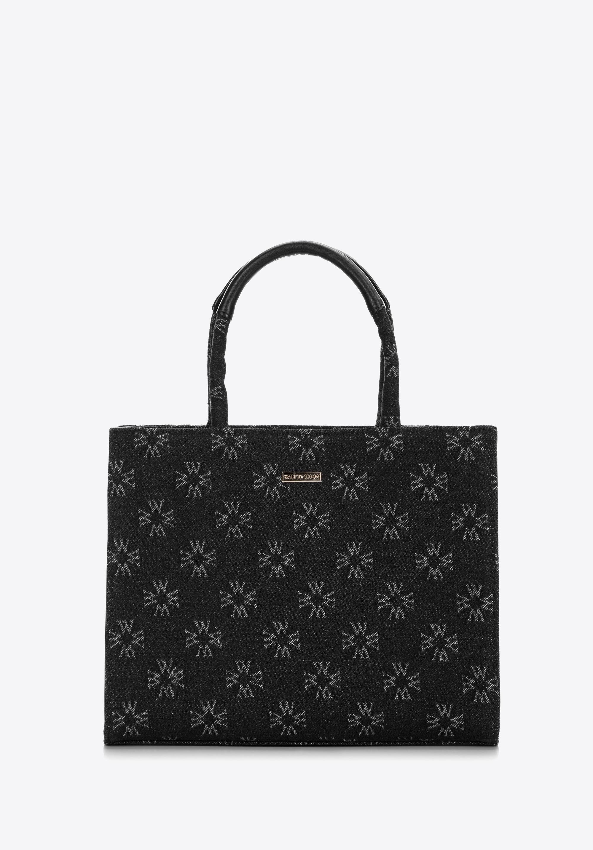 Torebka kuferek dżinsowa w monogram czarna