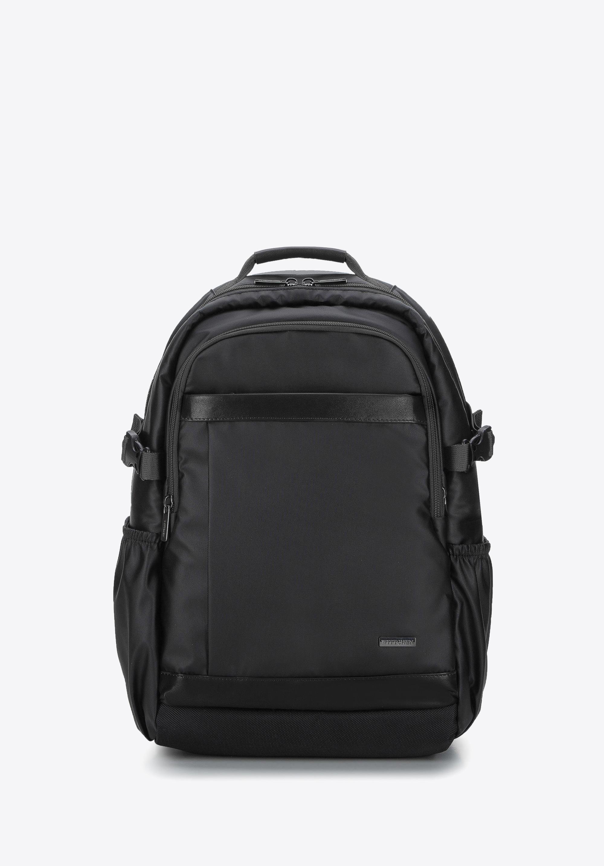 Męski plecak na laptopa 15,6’’ z lamówką z ekoskóry czarny