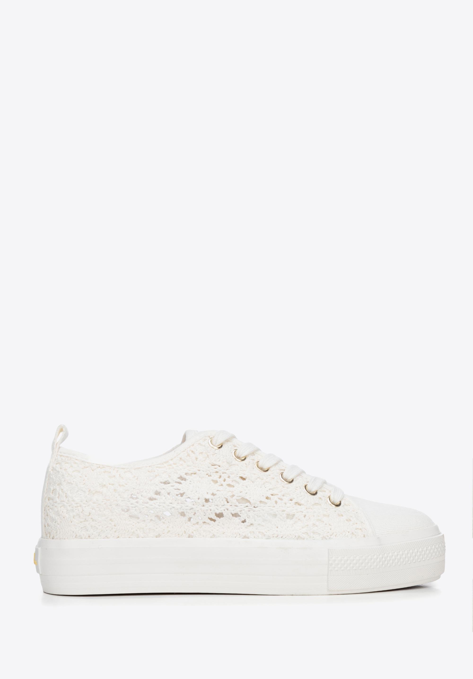 Damskie sneakersy ażurowe złamana biel