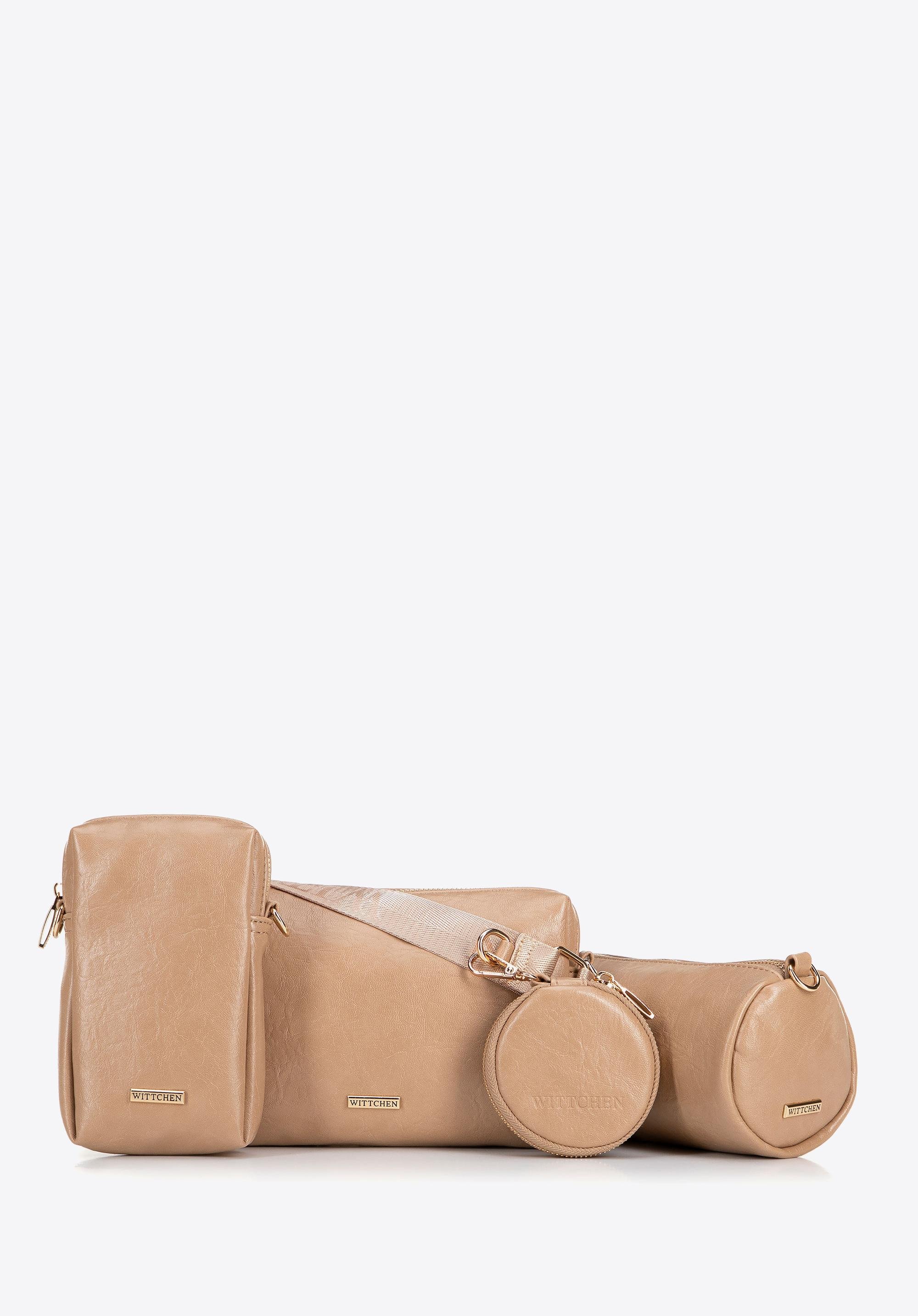 Zestaw torebek crossbody z ekoskóry beżowy
