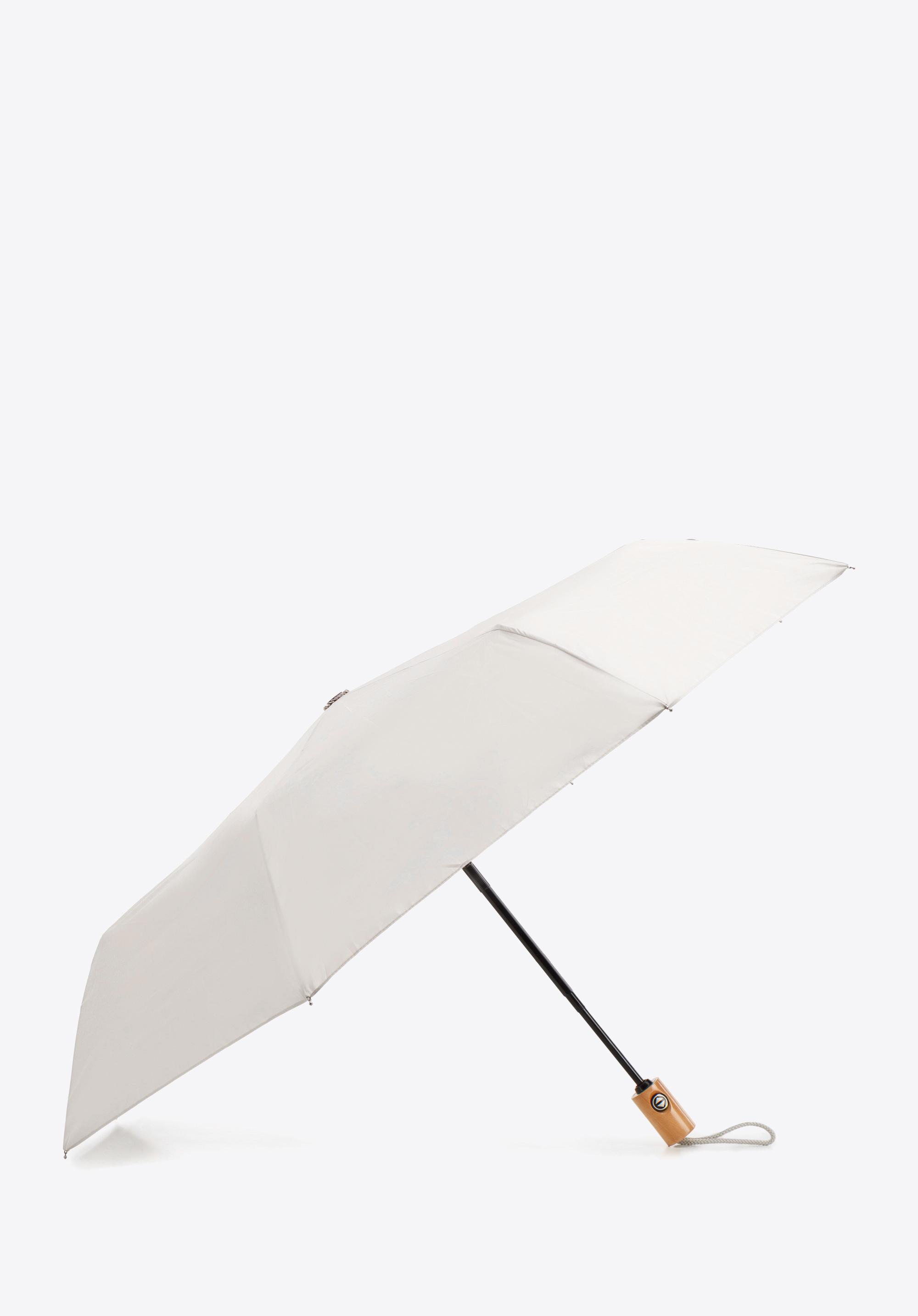 Parasol automatyczny z drewnianą rączką jasny szary