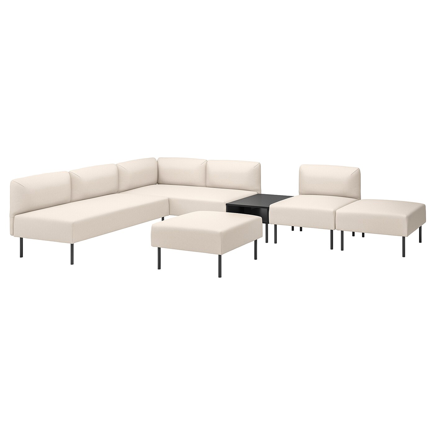 IKEA LILLEHEM 6-os sofa moduł ze stolikiem pomoc, Vissle/beżowy metal, Szerokość: 342 cm