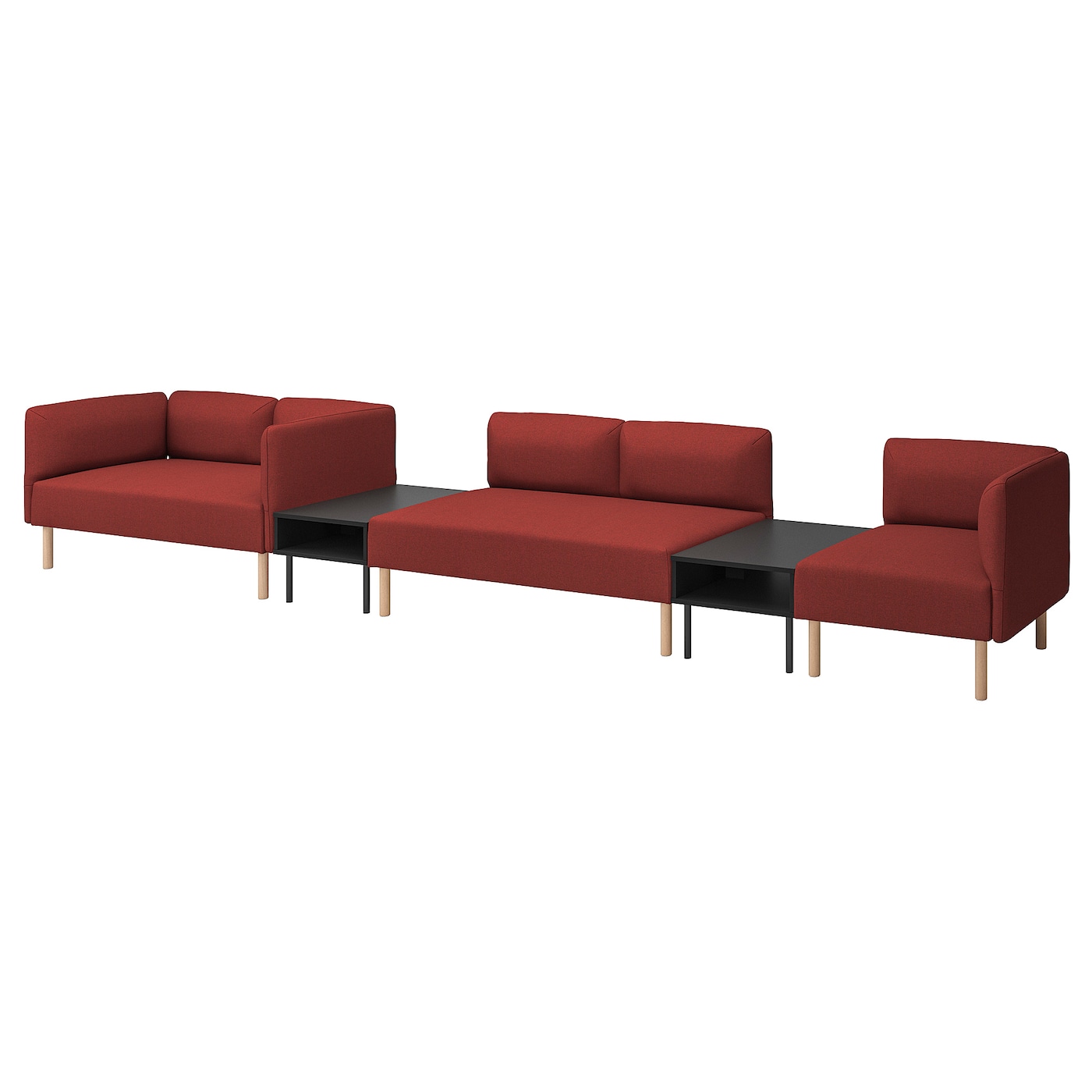 IKEA LILLEHEM 5-os sofa moduł ze stolikiem boczn, Gunnared/brązowoczerwony drewno, Szerokość: 472 cm